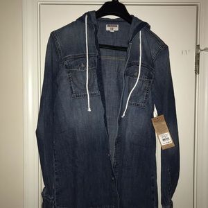 Men’s Large True Religion Denim Button Down Hoodie